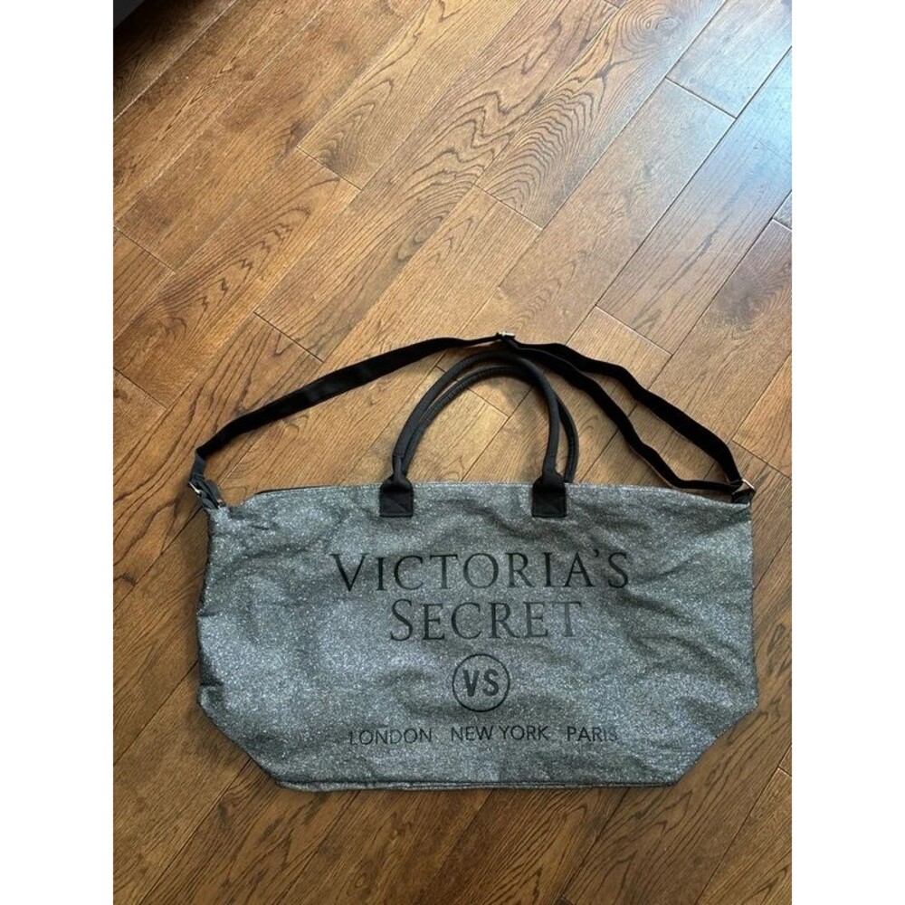 Victoria’s Secret large messenger, bag, travel bag, silver glitter